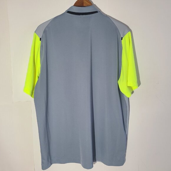 Nike Golf Dri Fit Gray/Neon Green Colorblock Men's XL Polo - Picture 5 of 5